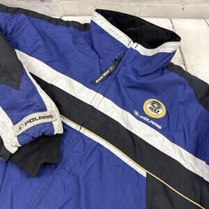 Vintage Polaris Snowmobile Jacket Mens Lg Blue 50th Anniversary Snow Check Y2K